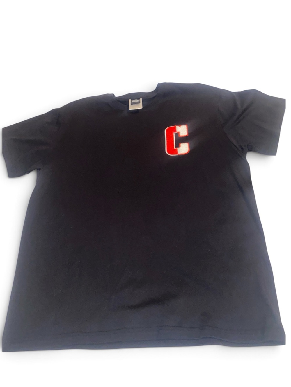 Forever 21 Black T-Shirt with Red 'C' Chest Patch